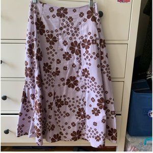 kate spade purple lilac brown floral spade midi skirt size 4 nwt
